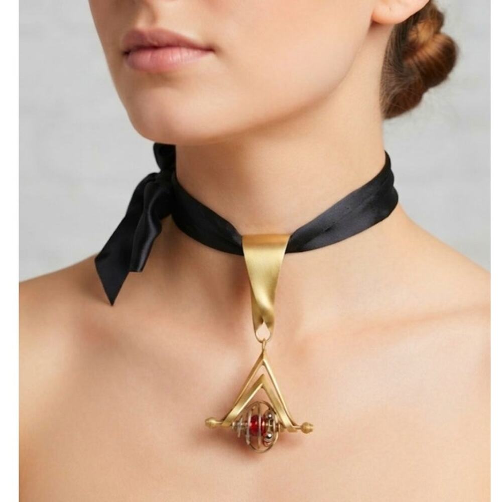 Vintage Art Deco Brooch Pendant Choker Necklace